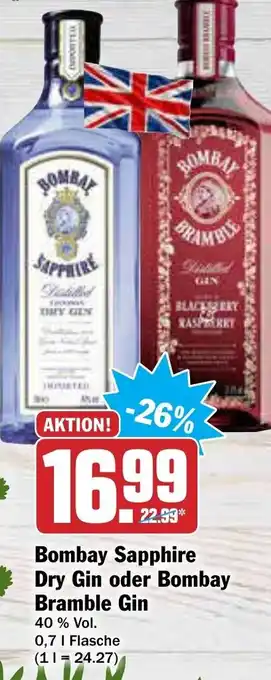 AEZ Bombay Sapphire Dry Gin oder Bombay Bramble Gin 0,7L Angebot