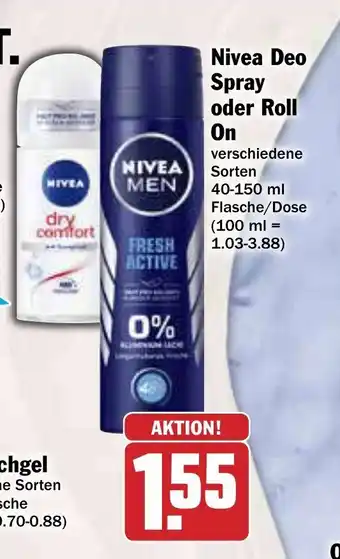 AEZ Nivea Deo Spray oder Roll On 40-150ml Angebot