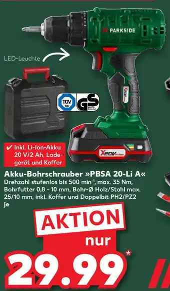 Kaufland Parkside Akku Bohrschrauber PBSA 20-Li A Angebot