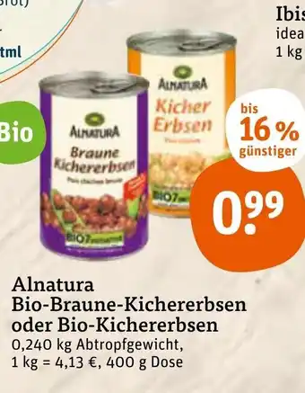 tegut Alnatura Bio Braune Kichererbsen oder Bio Kichererbsen 400g Angebot