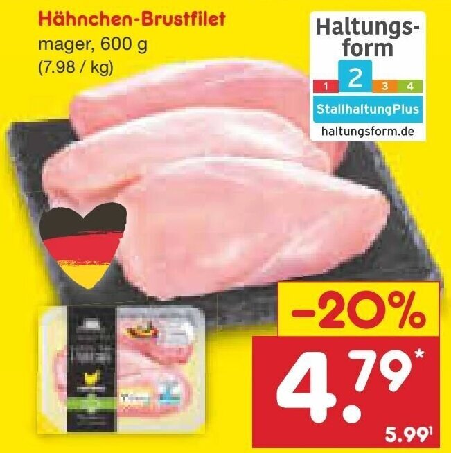 HähnchenBrustfilet 600 g Angebot bei Netto MarkenDiscount