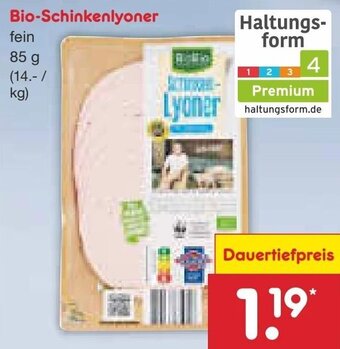 Netto Marken-Discount Bio-Schinkenlyoner 85 g Angebot