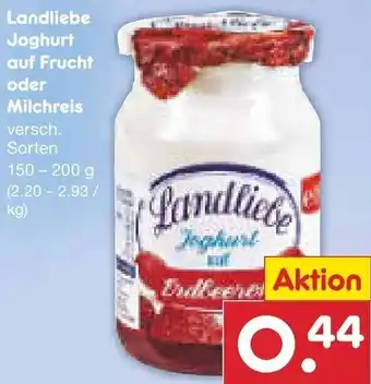 Netto Marken-Discount Landliebe Joghurt auf Frucht oder Milchreis 150-200 g Angebot