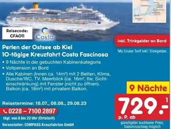 Netto Marken-Discount Perlen der Ostsee ab Kiel 10-tägige Kreuzfahrt Costa Fascinosa Angebot