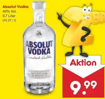 Netto Marken-Discount Absolut Vodka 0,7 Liter Angebot