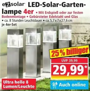 Norma eZsolar LED-Solar-Gartenlampe 4er Angebot