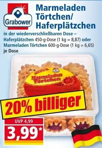 Norma Grabower Marmeladen Törtchen/ Haferplätzchen Angebot