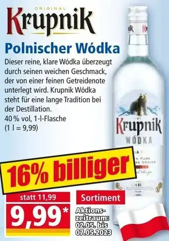 Norma Krupnik Polnischer Wódka 1 L Flasche Angebot