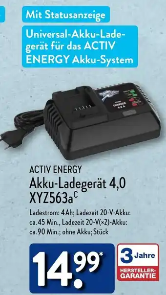 Aldi Nord ACTIV ENERGY Akku-Ladegerät 4,0 XYZ563a Angebot