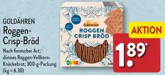 Aldi Nord GOLDÄHREN Roggen-Crisp-Bröd 300 g Packung Angebot