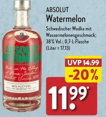 Aldi Nord ABSOLUT Watermelon 0,7 L Flasche Angebot