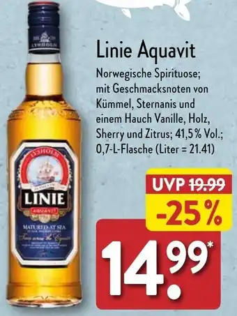 Aldi Nord Linie Aquavit 0,7 L Flasche Angebot