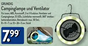 Aldi Nord GRUNDIG Campinglampe und Ventilator Angebot