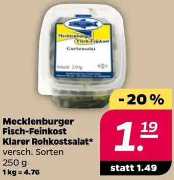 NETTO Mecklenburger Fisch Feinkost oder Klarer Rohkostsalat 250 g Angebot