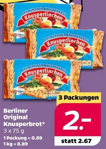 NETTO Berliner Original Knusperbrot* 3 x 75 g Angebot