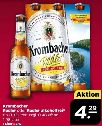 NETTO Krombacher Radler oder Radler alkoholfrei 6x0,33 Liter Angebot