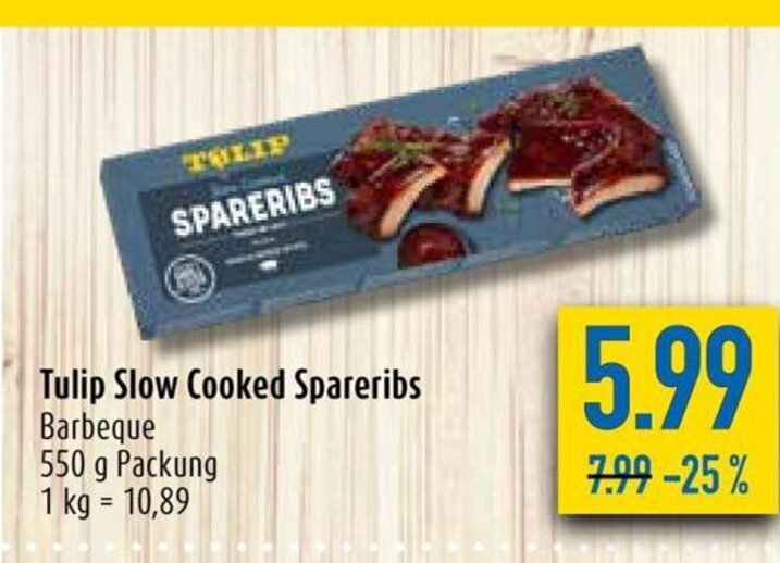 Tulip Slow Cooked Spareribs Barbeque 550g Angebot bei diska