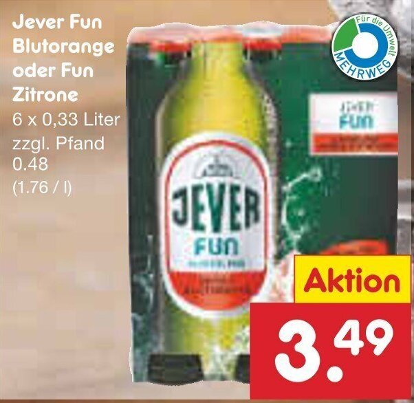 Jever Fun Blutorange od 6 x 0,33 liter Angebot bei Netto MarkenDiscount