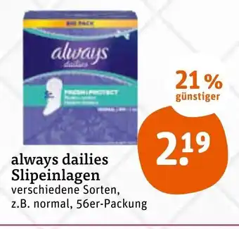 tegut Always Dailies Slipeinlagen Angebot