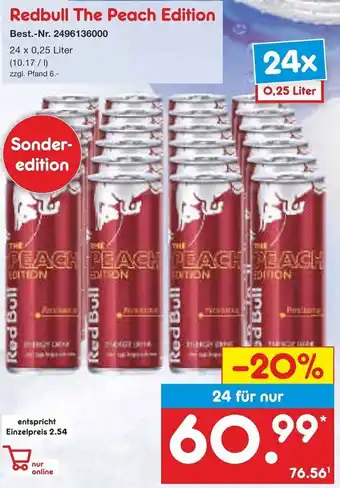 Netto Marken-Discount Redbull The Peach Edition 24 x 0,25 Liter Angebot