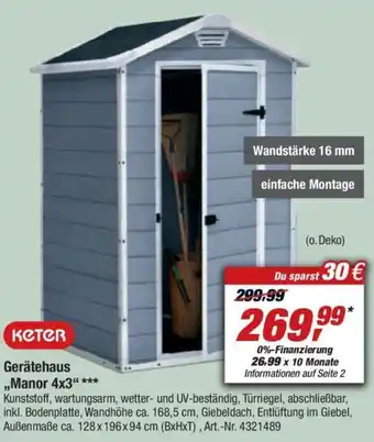 toom Baumarkt Keter Gerätehaus ,,Manor 4x3" Angebot