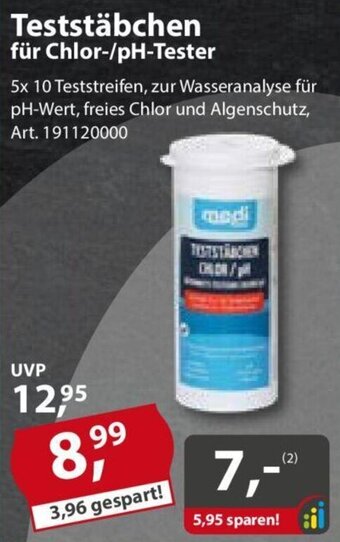 Sonderpreis Baumarkt Teststäbchen für Chlor-/pH-Tester Angebot