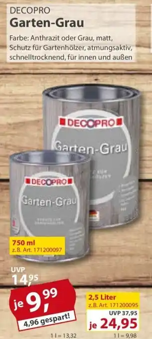 Sonderpreis Baumarkt DECOPRO Garten-Grau 750 ml Angebot