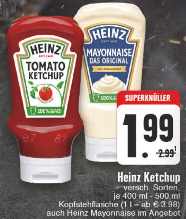 Heinz Ketchup o. Mayonnaise 400/500ml Angebot bei Edeka Wegner