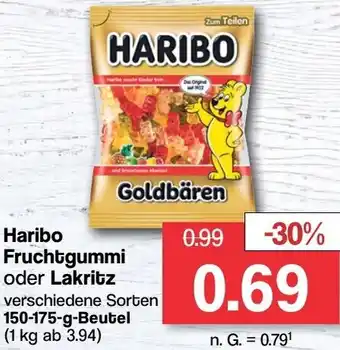 Famila Nord West Haribo Fruchtgummi oder Lakritz 150-175-g-Beutel Angebot