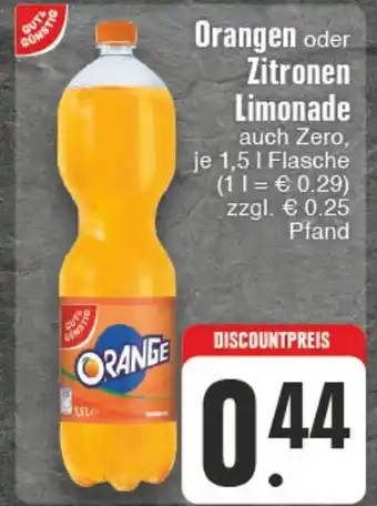 Edeka Wegner Orangen oder Zitronen Limonade 1.5L Angebot