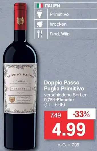 Famila Nord West Doppio Passo Puglia Primitivo 0,75-L-Flasche Angebot