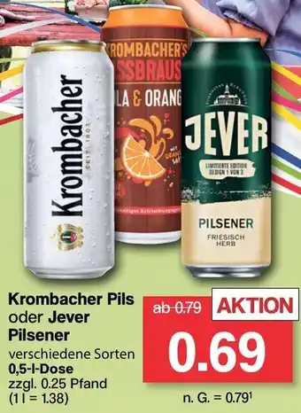 Famila Nord West Krombacher Pils oder Jever Pilsener 0,5 L Dose Angebot