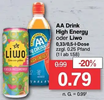 Famila Nord West AA Drink High Energy oder Liwo 0,33/0,5 L Dose Angebot