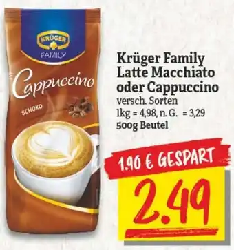 NP Discount Krüger Family Latte Macchiato oder Cappuccino 500 g Beutel Angebot