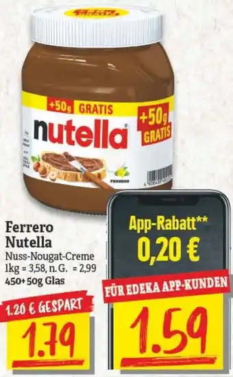 NP Discount Ferrero Nutella 450+50g Glas Angebot