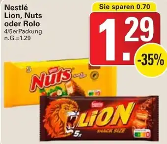 WEZ Nestlé Lion, Nuts oder Rolo 4/5erPackung Angebot