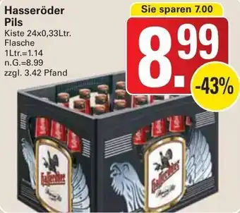 WEZ Hasseröder Pils Kiste 24x0,33Ltr. Flasche Angebot