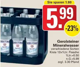 WEZ Gerolsteiner Mineralwasser Kiste 12x1Ltr. Flasche Angebot