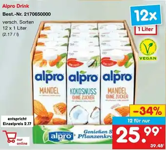 Netto Marken-Discount Alpro Drink 12x1 Liter Angebot