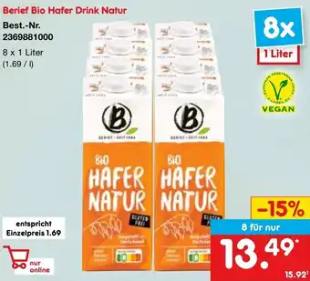 Netto Marken-Discount Berief Bio Hafer Drink Natur 8x1 Liter Angebot