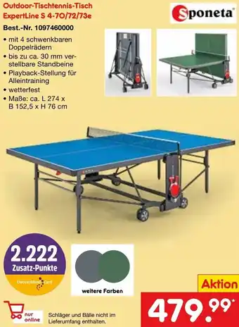 Netto Marken-Discount Sponeta Outdoor-Tischtennis-Tisch ExpertLine S 4-70/72/73e Angebot