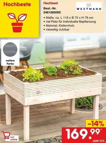 Netto Marken-Discount WESTMANN Hochbeet Angebot