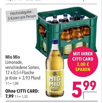 CITTI Markt Mio Mio Limonade 12*500ml Angebot