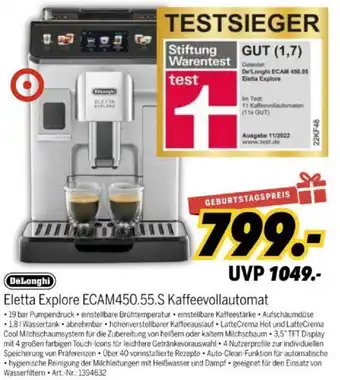 MEDIMAX DeLonghi Eletta Explore ECAM450.55.S Kaffeevollautomat Angebot