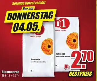 B1 Discount Baumarkt b1 Blumenerde 40 L Angebot