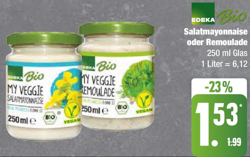 EDEKA Bio Salatmayonnaise oder Remoulade 250 ml Glas Angebot bei Edeka