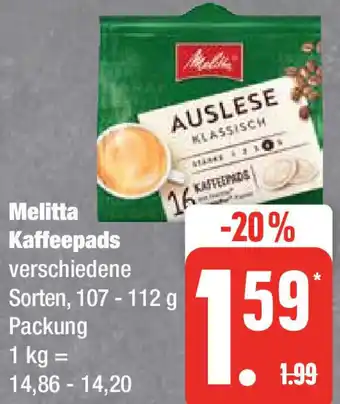 Edeka Melitta Kaffeepads 107-112 g Packung Angebot