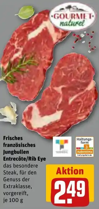 REWE Frisches französisches Jungbullen Entrecôte/Rib Eye 100 g Angebot