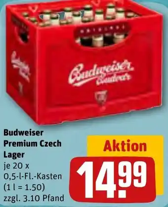 REWE Budweiser Premium Czech Lager 20 x 0,5-L-Fl.-Kasten Angebot