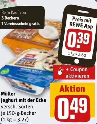 REWE Müller Joghurt mit der Ecke 150-g-Becher Angebot